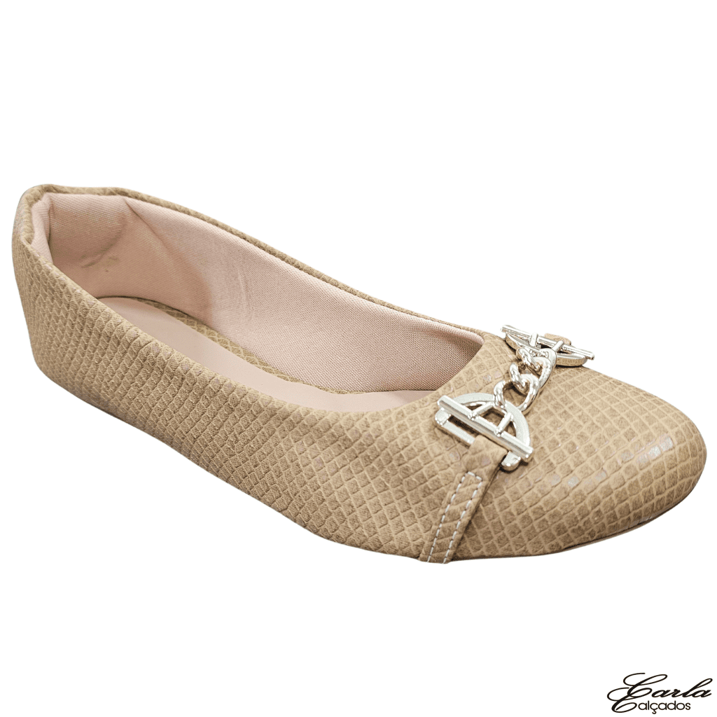 Sapatilha Bege Fivela Bico Redondo Numeração Especial Sapatilha Bege Fivela Bico Redondo Numeração Especial