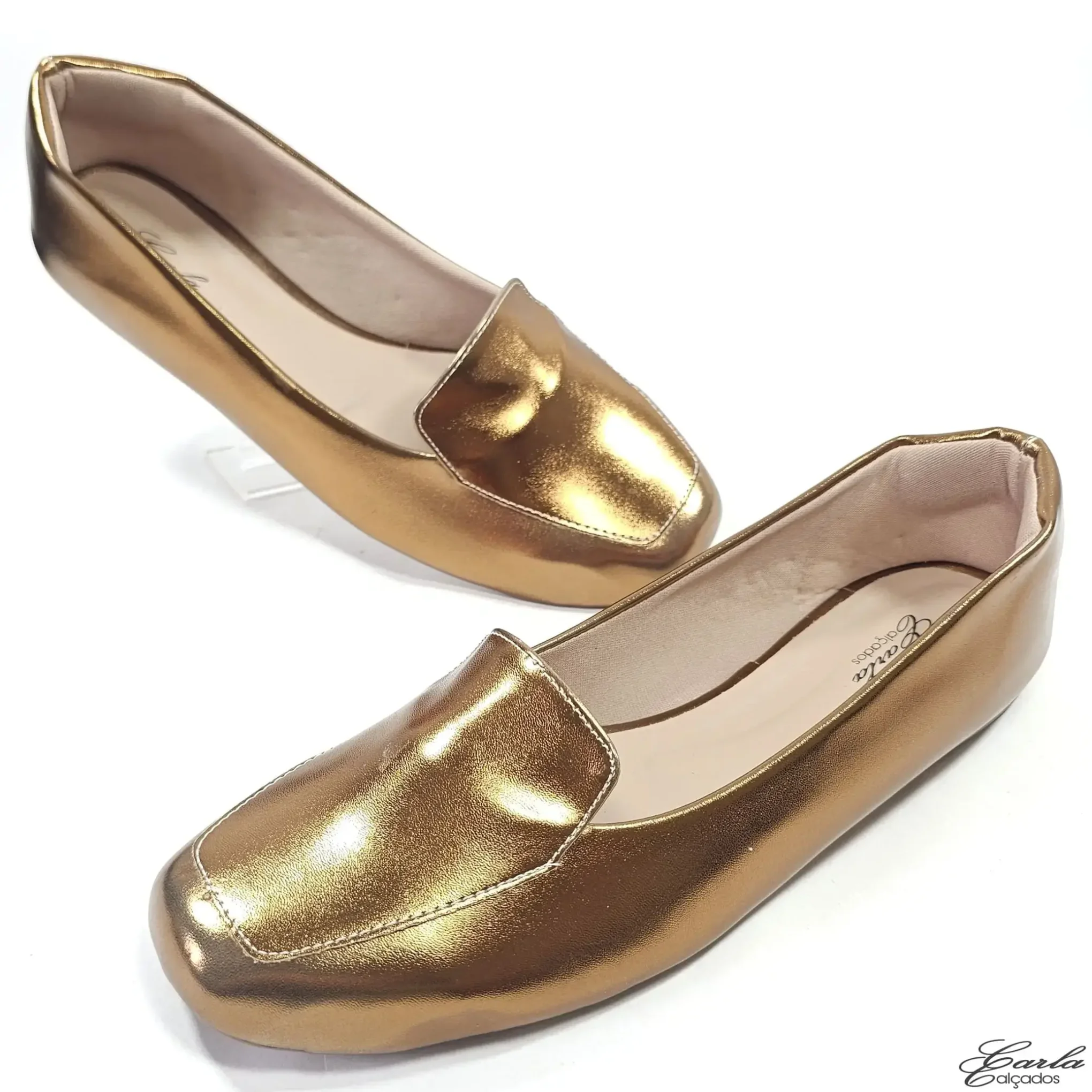 Sapatilha Mocassim Metalizada Bronze Numeração Especial
