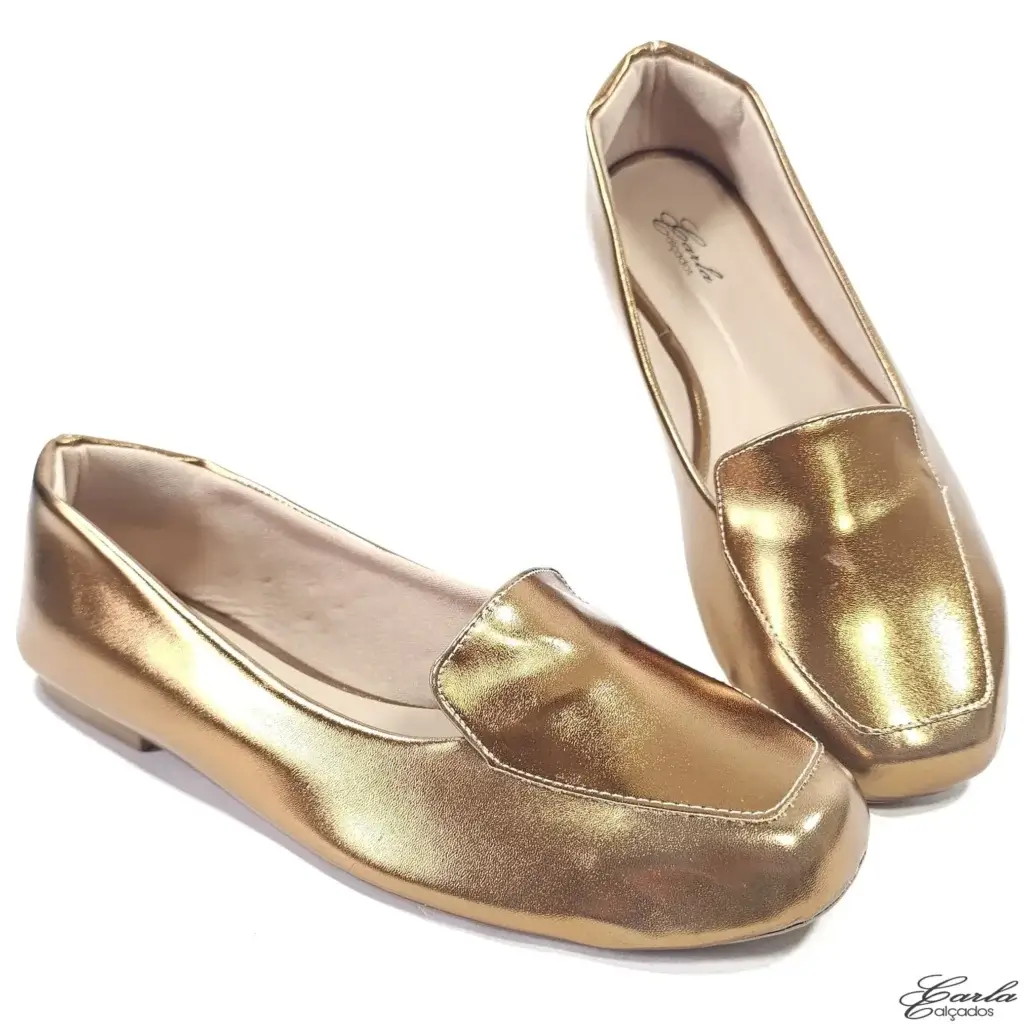 Sapatilha Mocassim Metalizada Bronze Numeração Especial