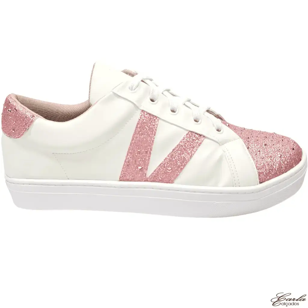 Tênis Casual Numeração Especial Branco - Detalhe Brilho