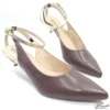 Scarpin Slingback Café - Ouro Light 3cm Numeração Especial