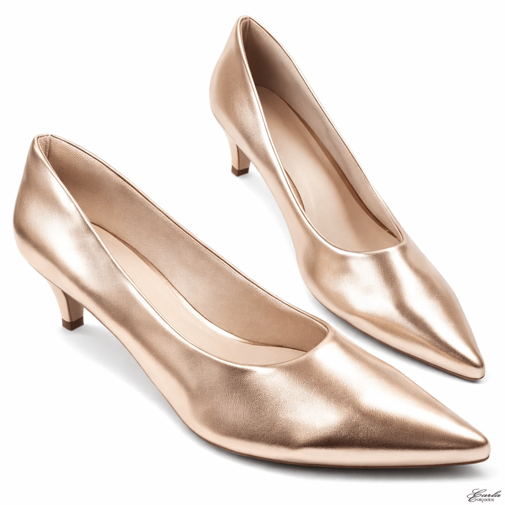 Scarpin Tamanho Especial Salto 5cm Metalizado Cobre