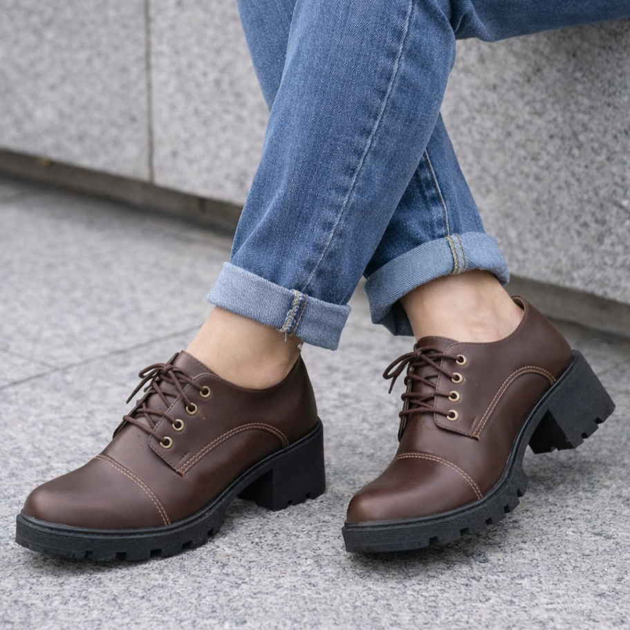 Sapato Oxford Tratorado Café Numeração Especial