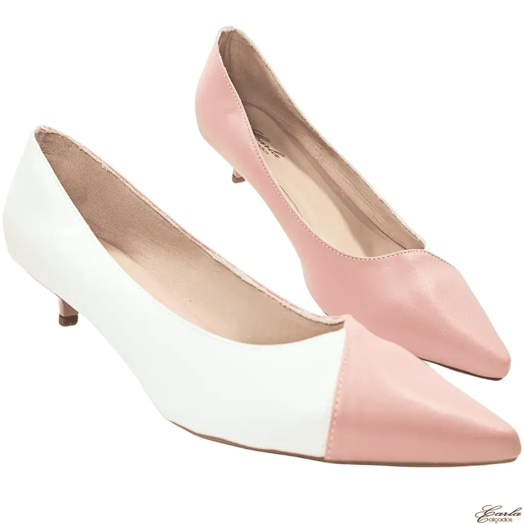 Scarpin Bicolor Salto Fino 3cm Tamanho Especial