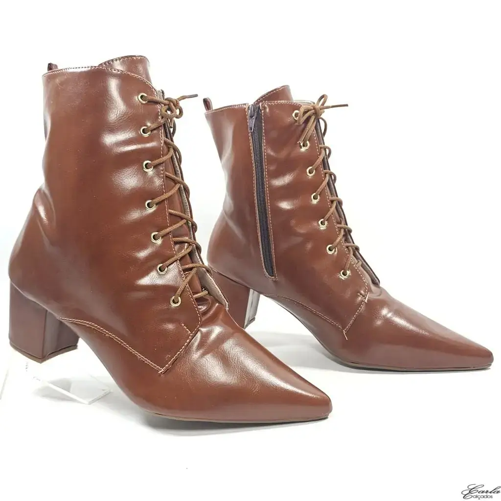Bota Marrom Salto Bloco 5cm Tamanho Grande