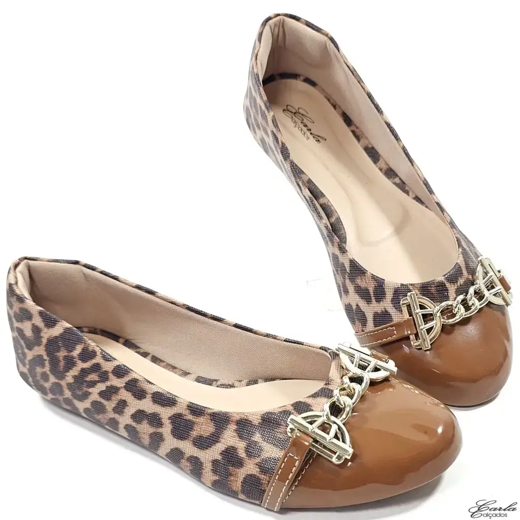 Sapatilha Animal Print Bico Caramelo Tamanho Grande