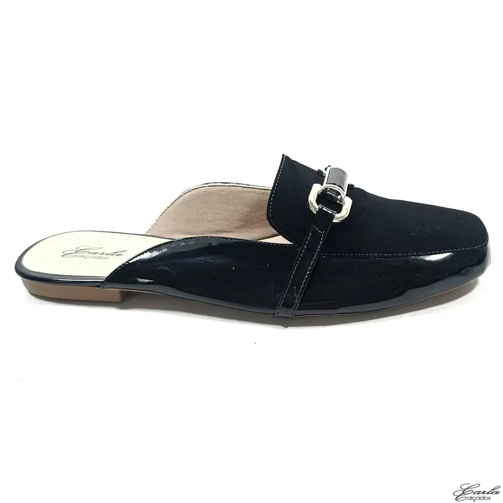 Mule Preto Bico Quadrado Tamanho Especial