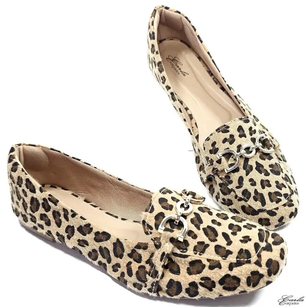 Sapatilha Mocassim Animal Print Tamanho Especial