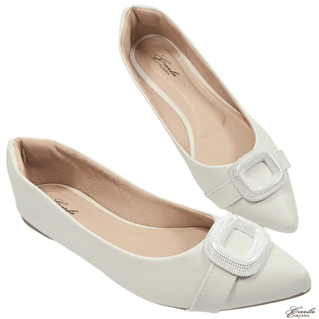 Sapatilha Off White Fivela Tamanho Especial