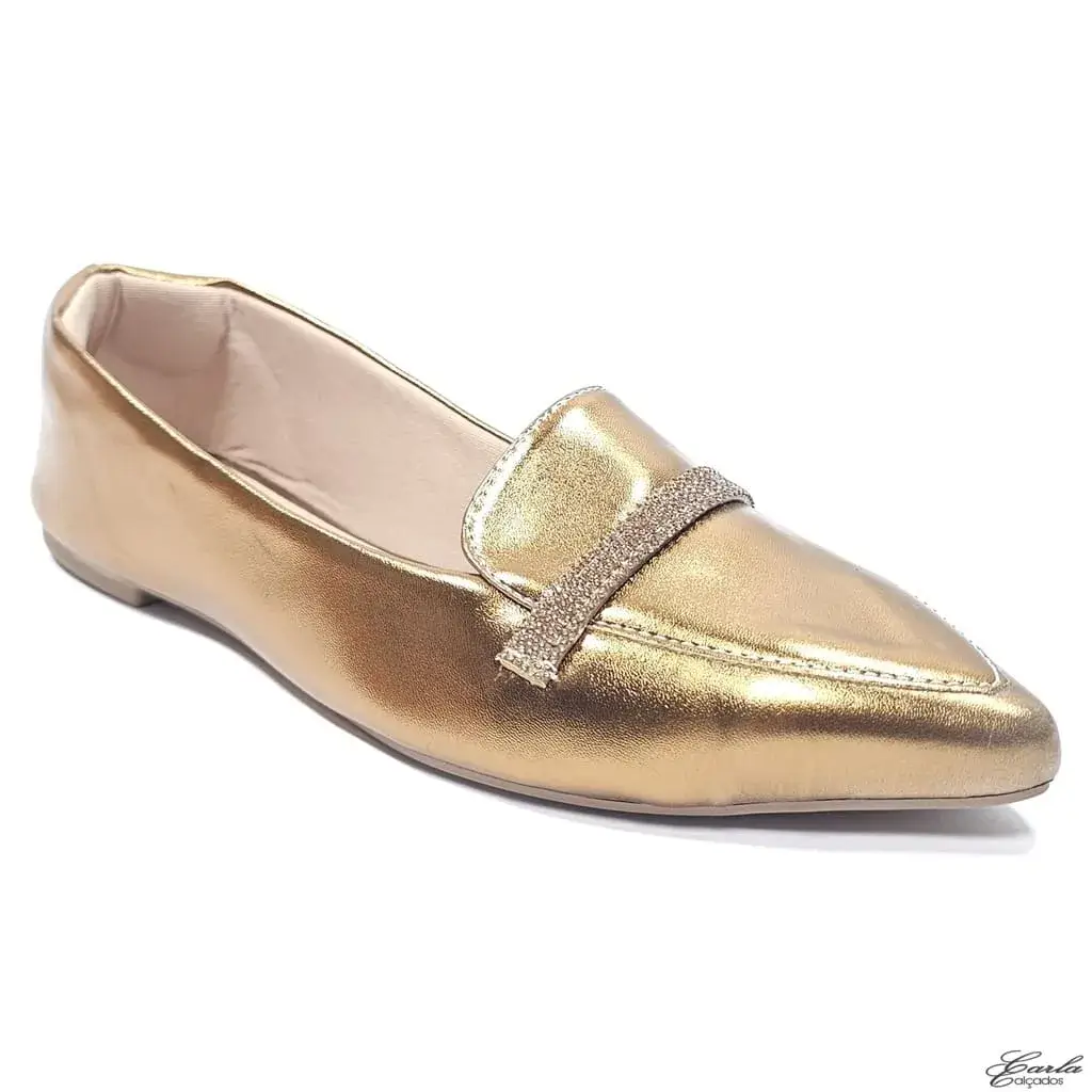 Sapatilha Metalizada Bronze Tira Strass Tamanho Especial Sapatilha Metalizada Bronze Tira Strass Tamanho Especial
