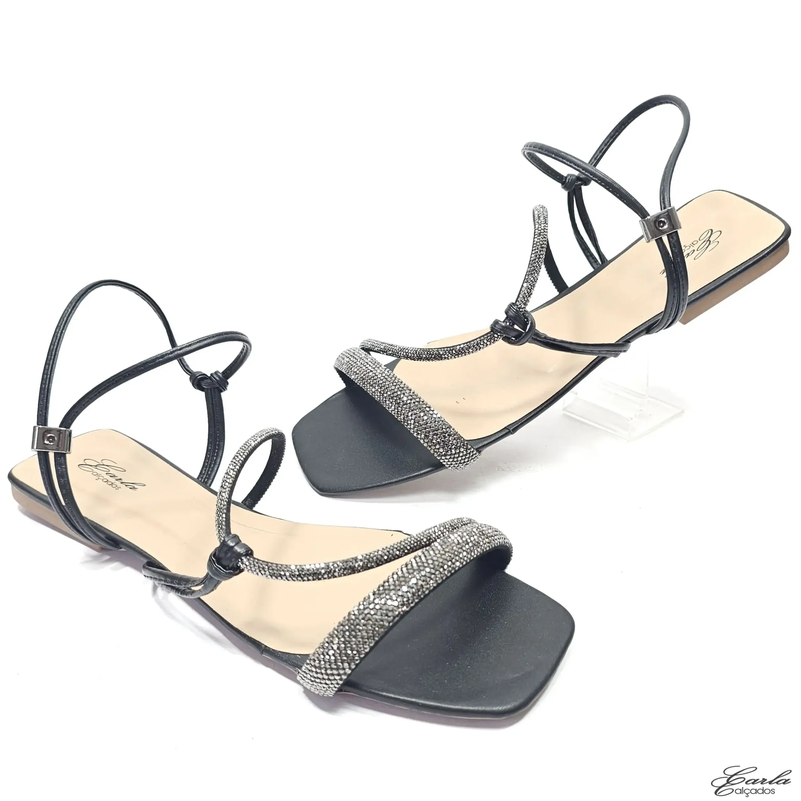 20250724_112244 Rasteirinha Preta Calce Fácil Strass Tamanho Especial