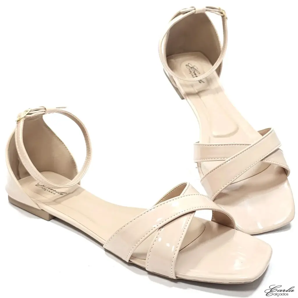 Rasteirinha Sandália Verniz Nude Tamanho Especial