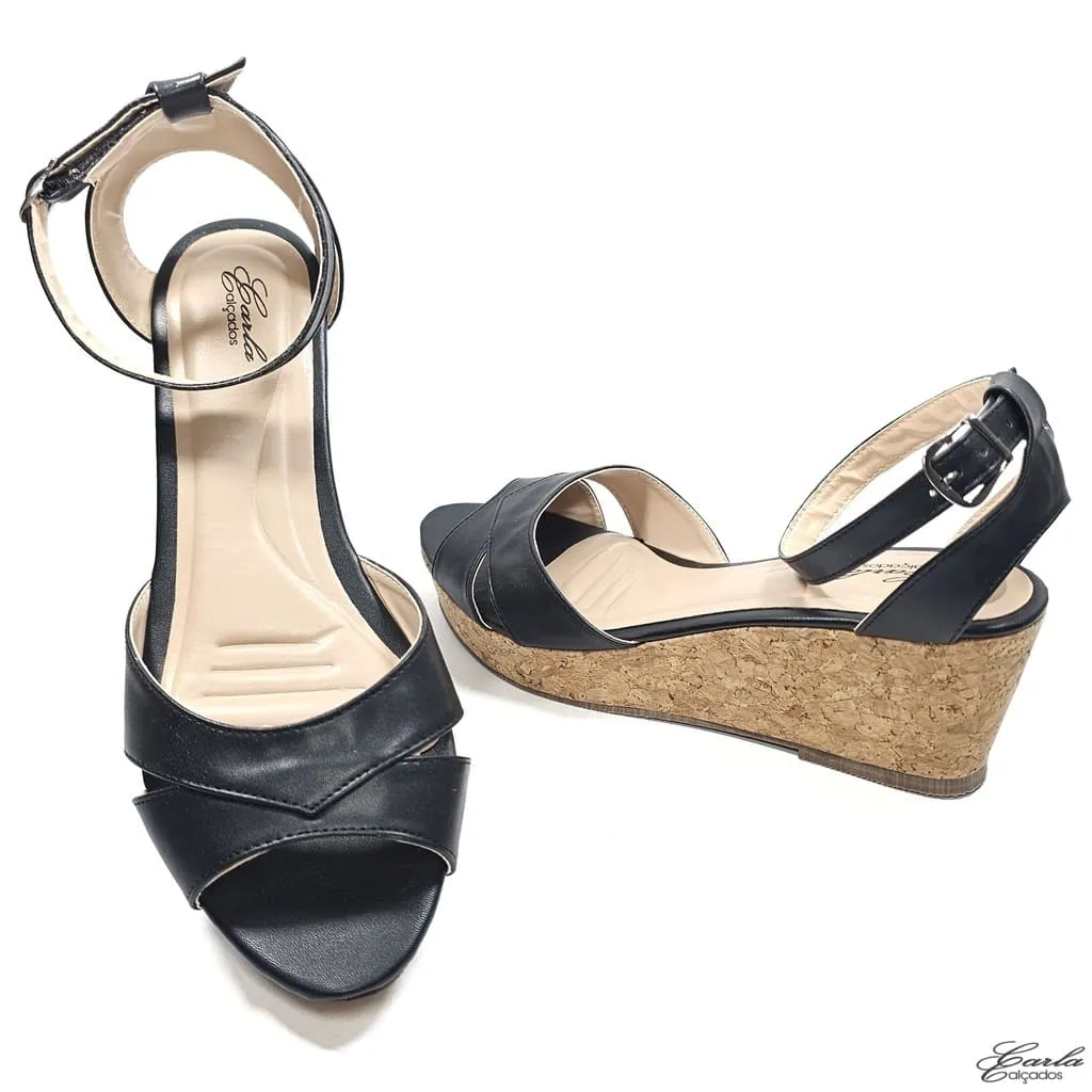 Plataforma Preta Salto Cortiça Numeração Especial Plataforma Preta Salto Cortiça Numeração Especial