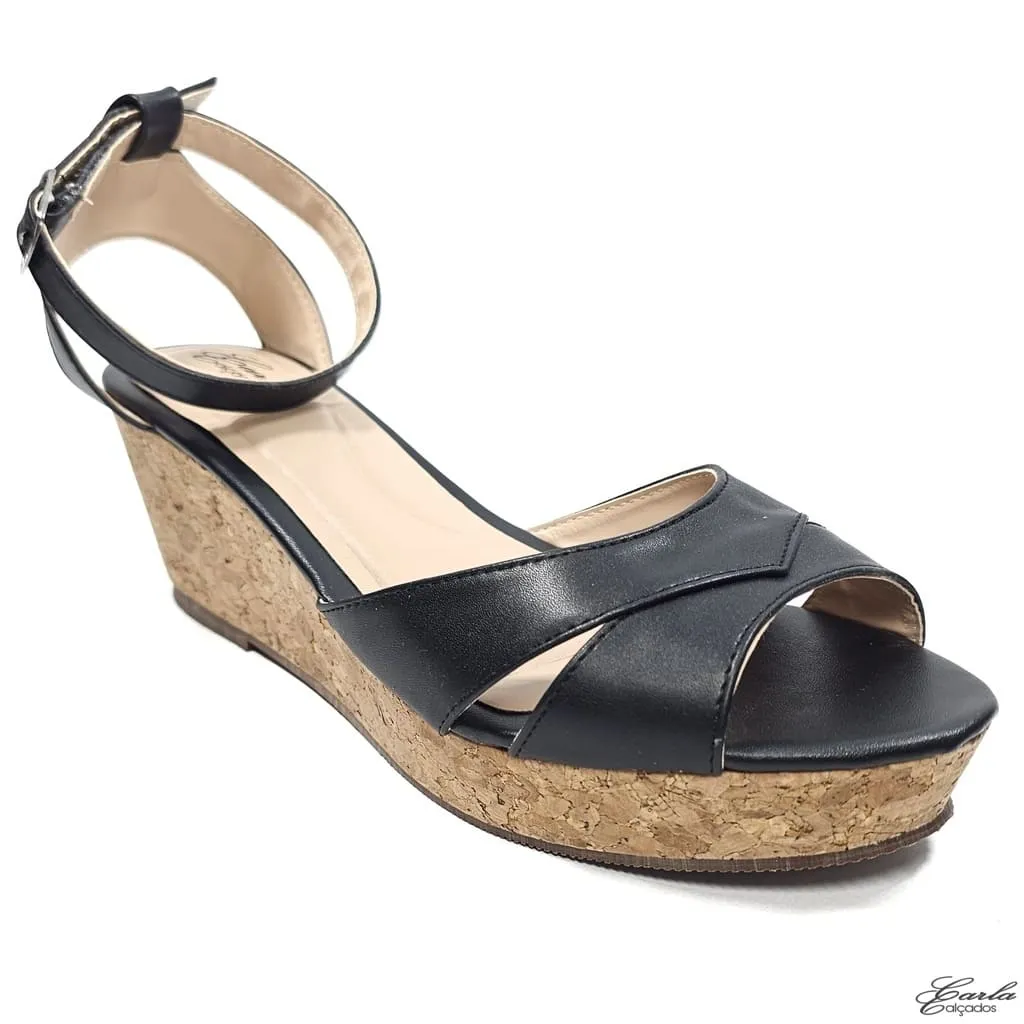 Plataforma Preta Salto Cortiça Numeração Especial Plataforma Preta Salto Cortiça Numeração Especial