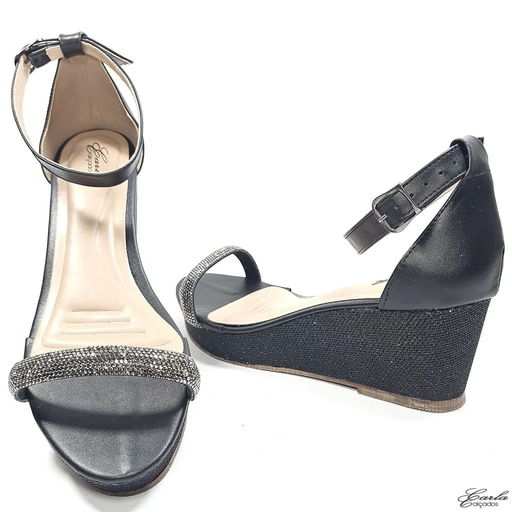Plataforma Preta Strass Salto Brilho Tamanho Especial Plataforma Preta Strass Salto Brilho Tamanho Especial