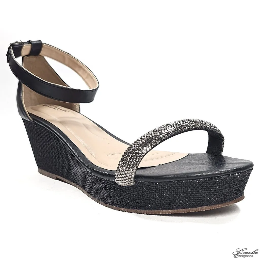 Plataforma Preta Strass Salto Brilho Tamanho Especial Plataforma Preta Strass Salto Brilho Tamanho Especial