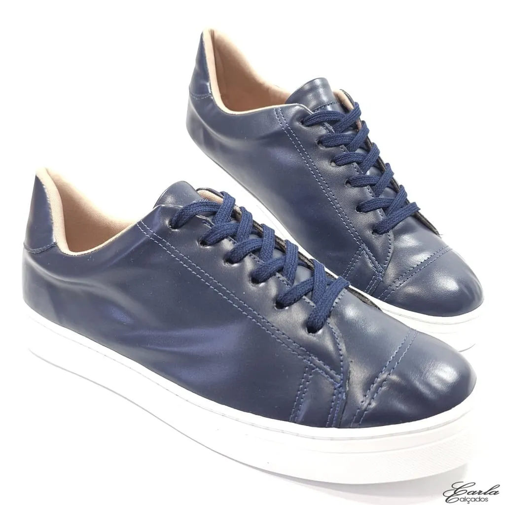 Tênis Casual Feminino Azul Tamanho Especial