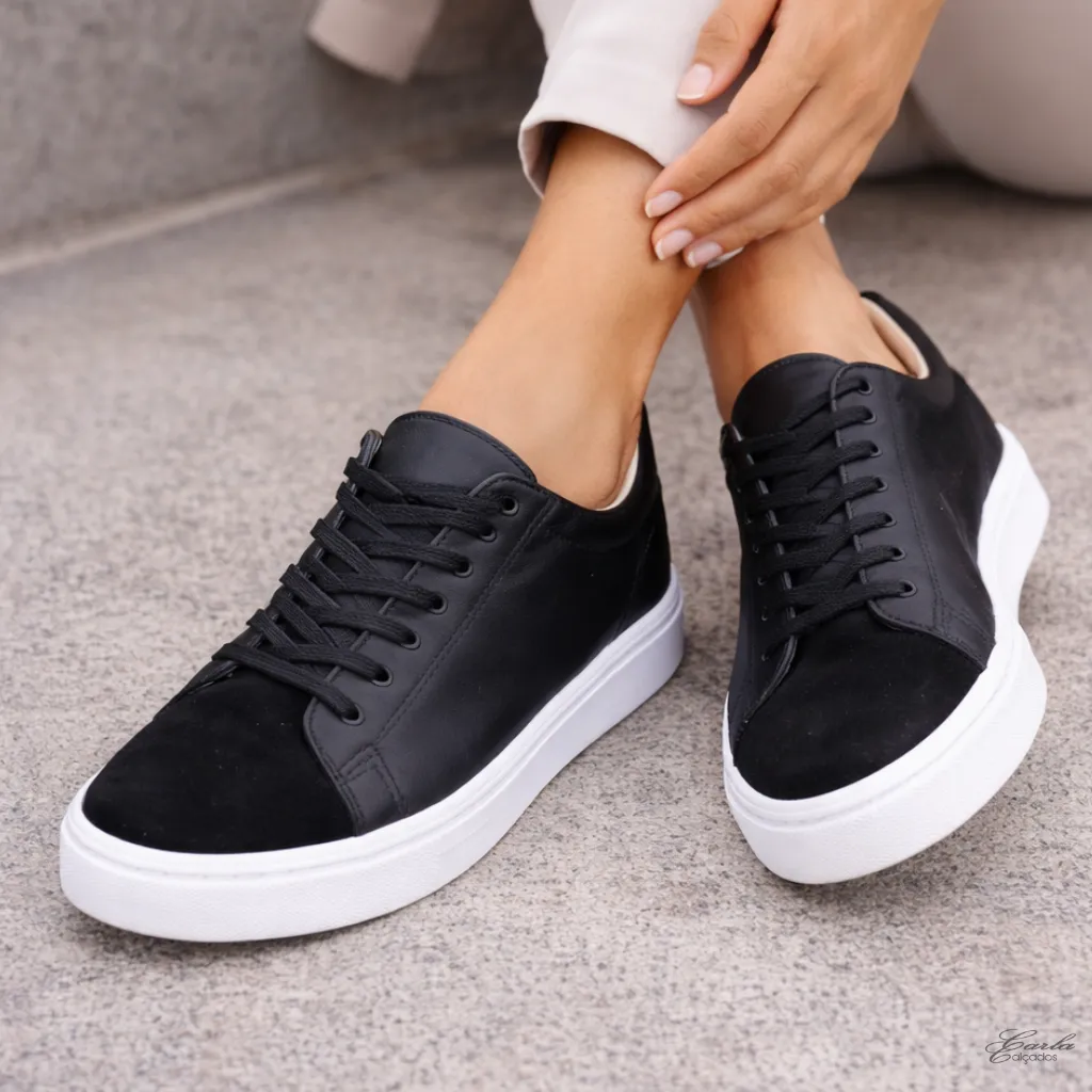 Tênis Preto Casual Tamanho Especial 41 ao 44
