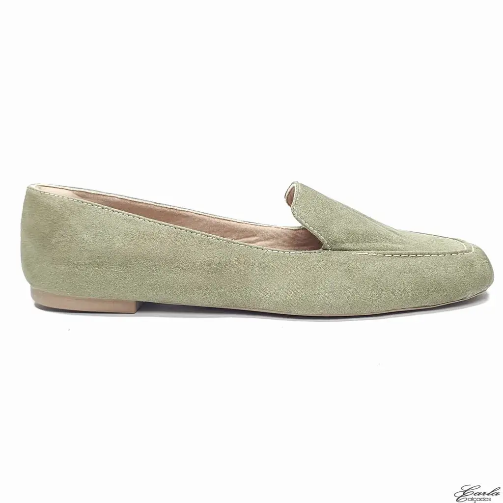 Sapatilha Mocassim Verde Pesponto Tamanho Especial
