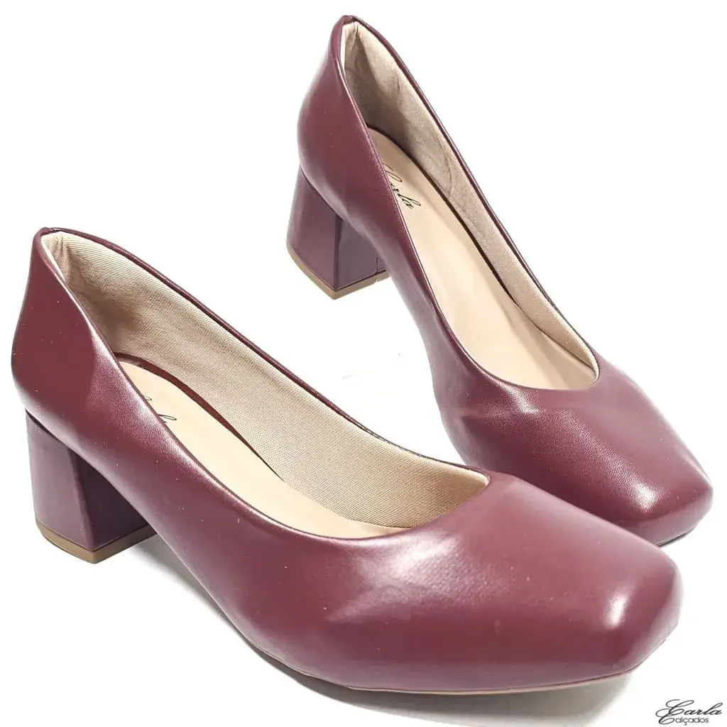 Scarpin 5cm Marsala Quadrado Tamanho Especial
