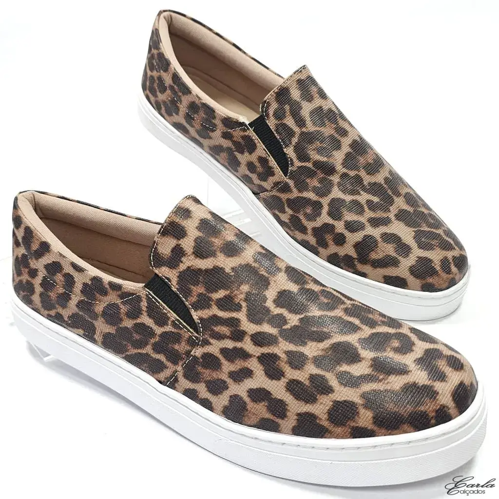 Slip On Estampa Animal Print Tamanho Especial 41 ao 44