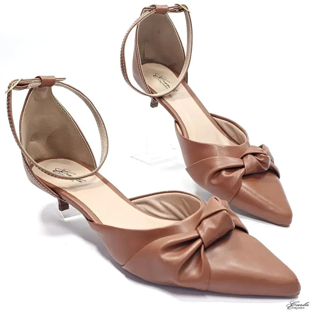 Scarpin 3cm Slingback Salomé Caramelo Tamanho Especial