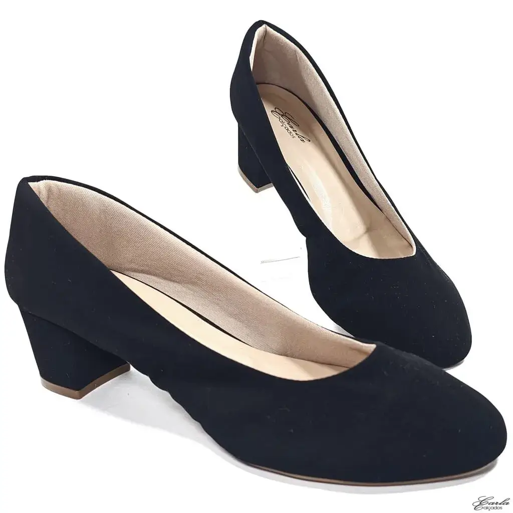 Peep Toe 5cm Preto Nobuck Tamanho Especial
