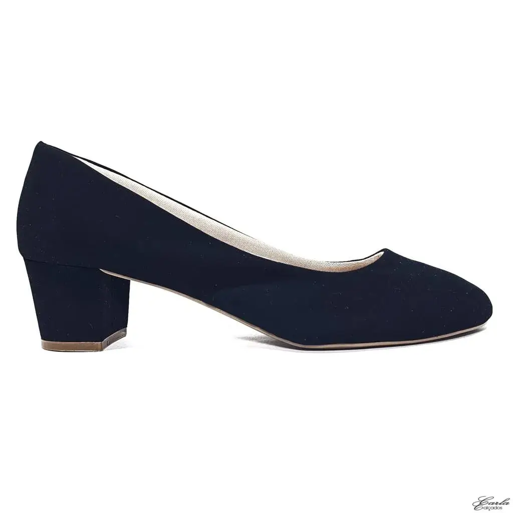 Peep Toe 5cm Preto Nobuck Tamanho Especial