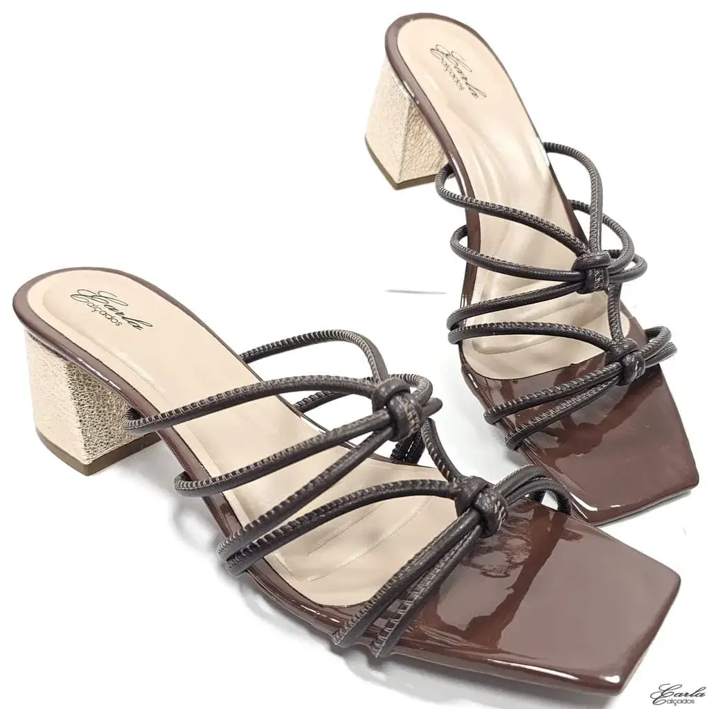 Tamanco Marrom Salto Bloco 5cm Tamanho Especial 41 ao 44