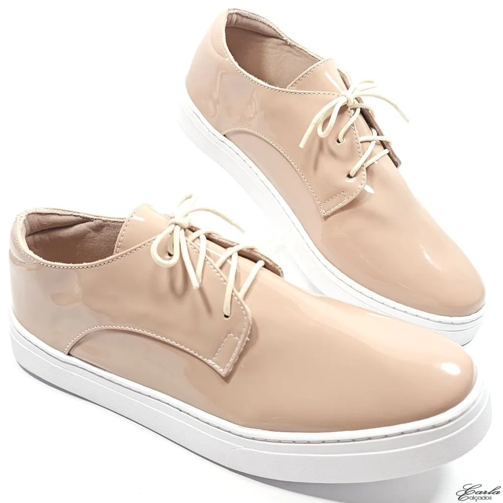 Tênis Casual Nude Verniz Tamanho Especial 41 ao 44
