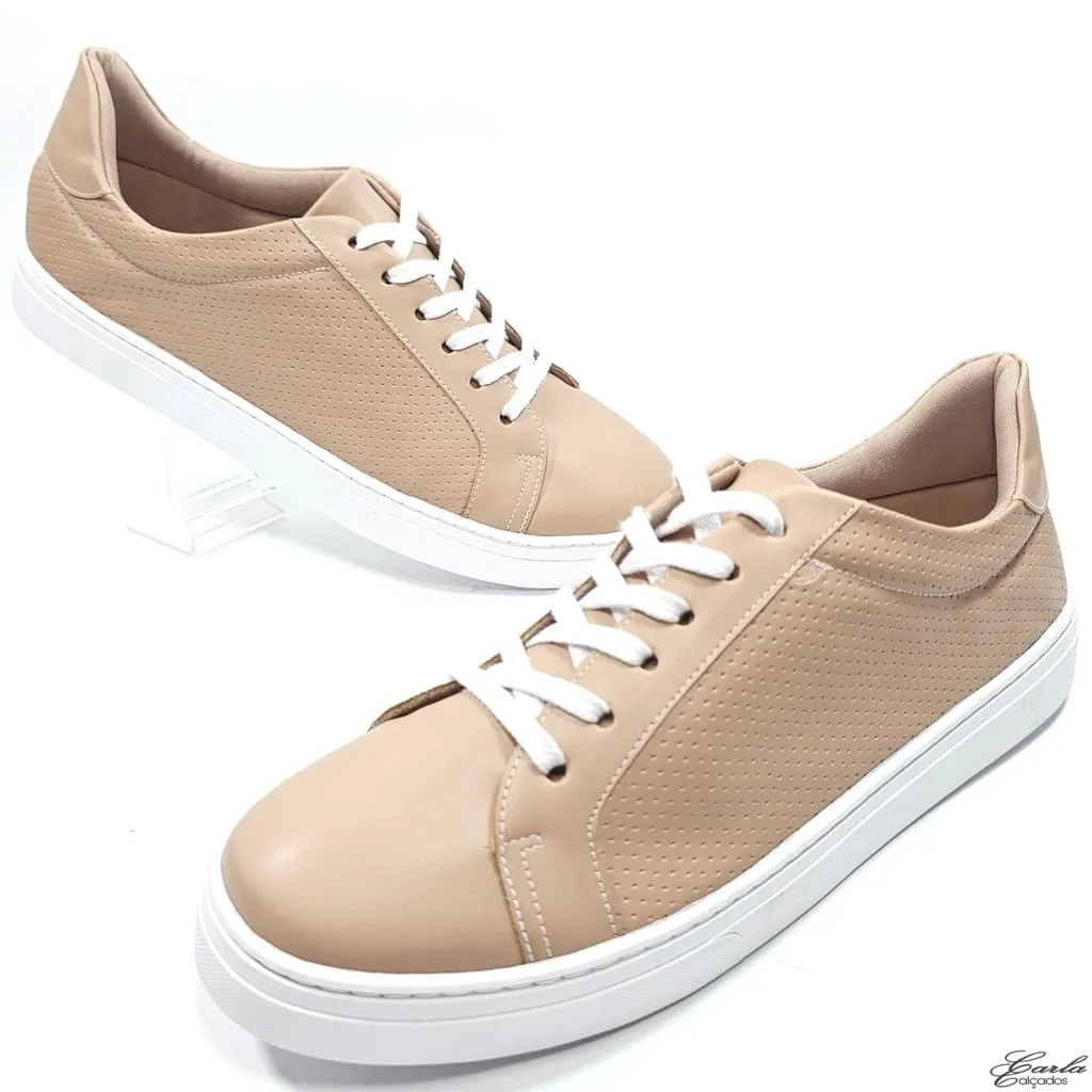 Tênis Casual Bege Tamanho Especial 41 ao 44 Tênis Casual Bege Tamanho Especial 41 ao 44