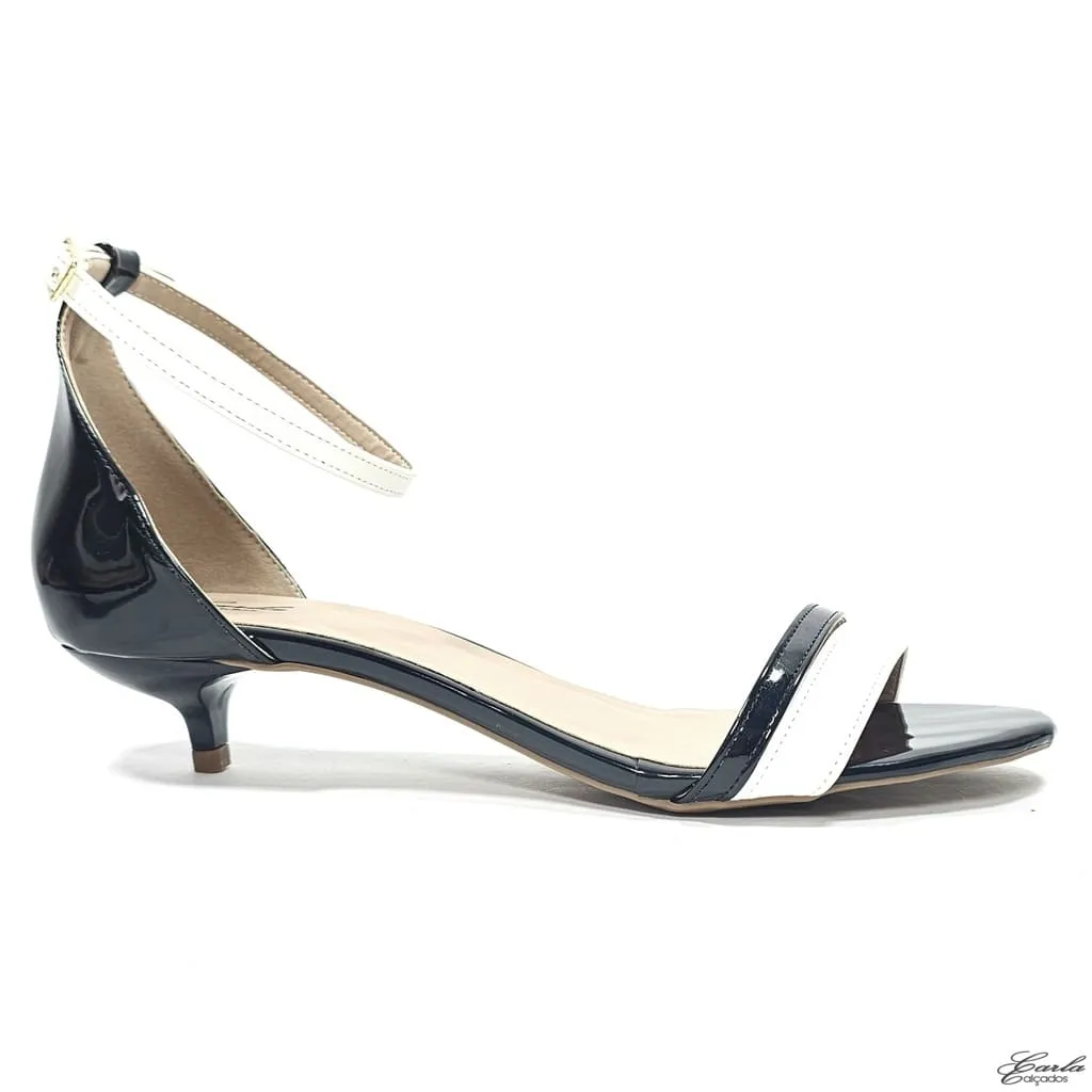 Sandália Salto Fino 3cm Bicolor Tamanho Especial 41 ao 44