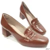 Scarpin 5cm Terracota Bico Quadrado Tamanho Especial