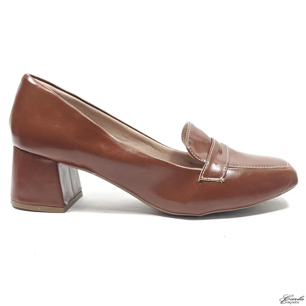 Scarpin 5cm Terracota Bico Quadrado Tamanho Especial