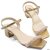 Sandália Salto 5cm Metalizada Bronze Strass Tamanho Especial