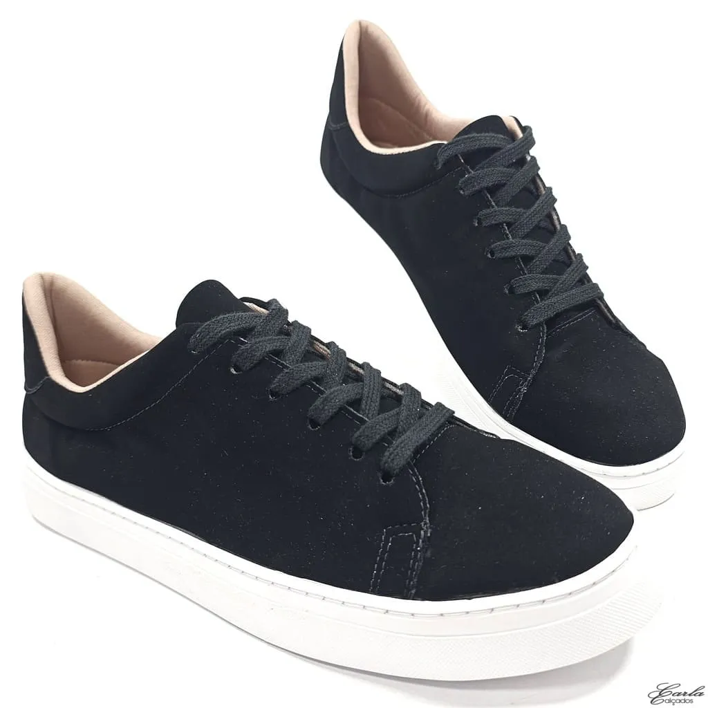 Tênis Casual Nobuck Preto Tamanho Especial 41 ao 44