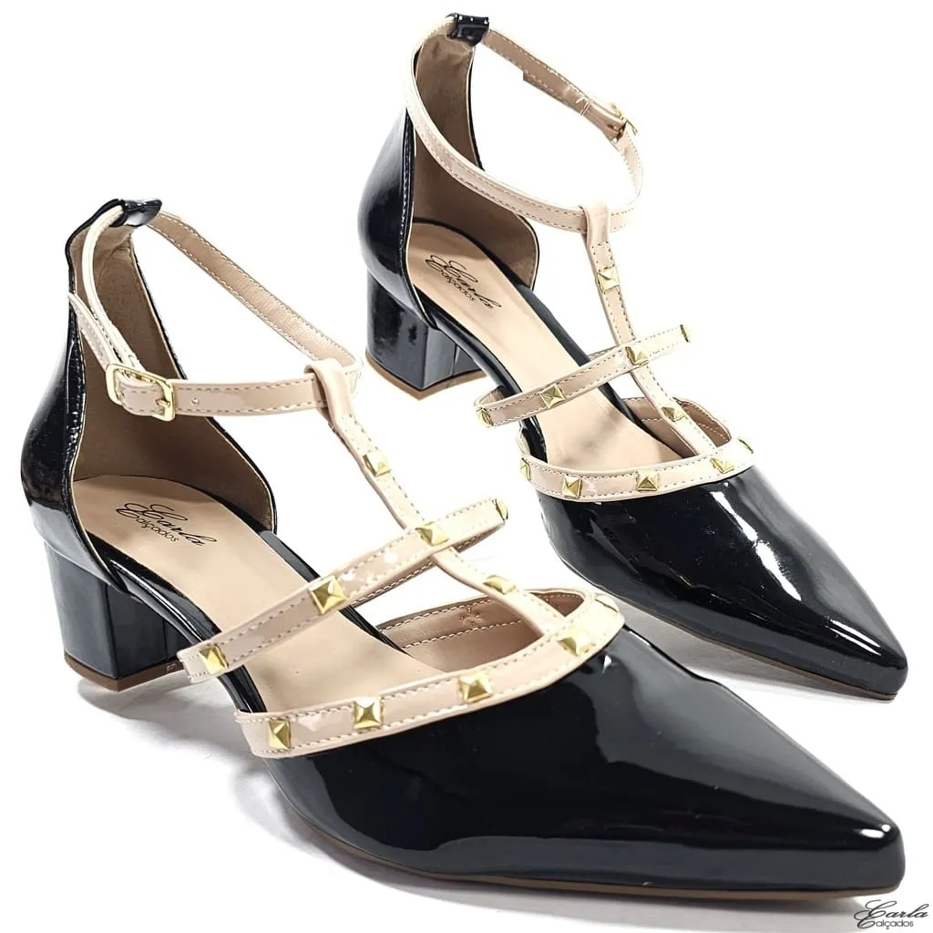 Scarpin Salto 5cm Preto Inspired Valentino Numeração Especial 41 ao 44