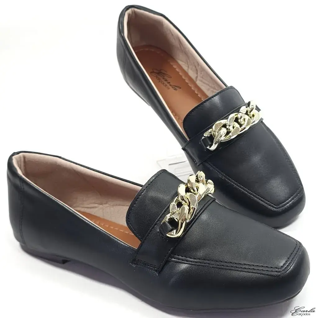 Sapatilha Mocassim Fivela Dourada Tamanho Especial