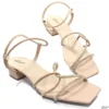 Sandália Salto 3cm Nude Strass Tamanho Especial 41 ao 44
