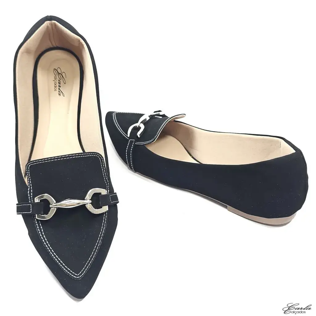 Sapatilha Mocassim Preta Pesponto Tamanho Especial Sapatilha Mocassim Preta Pesponto Tamanho Especial