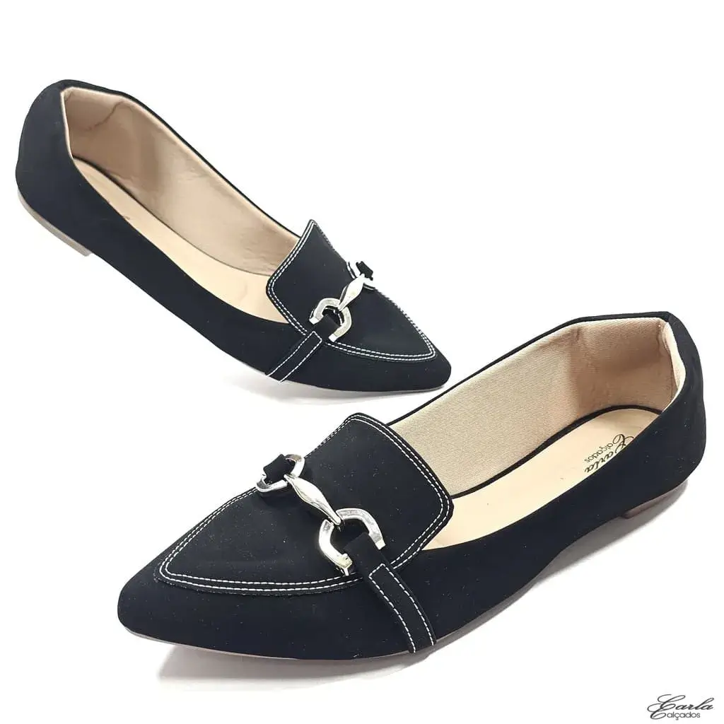 Sapatilha Mocassim Preta Pesponto Tamanho Especial Sapatilha Mocassim Preta Pesponto Tamanho Especial