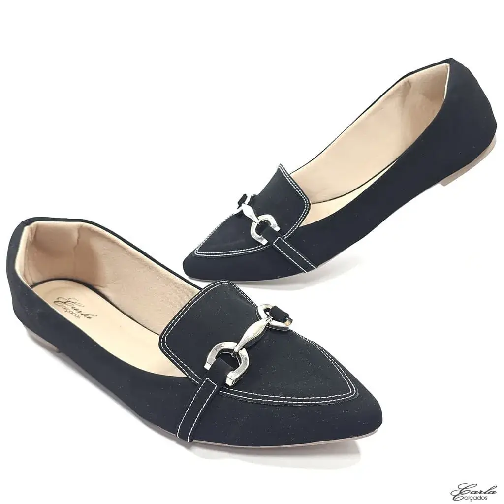 Sapatilha Mocassim Preta Pesponto Tamanho Especial Sapatilha Mocassim Preta Pesponto Tamanho Especial