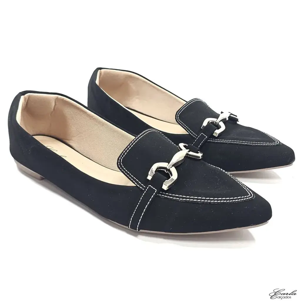 Sapatilha Mocassim Preta Pesponto Tamanho Especial Sapatilha Mocassim Preta Pesponto Tamanho Especial