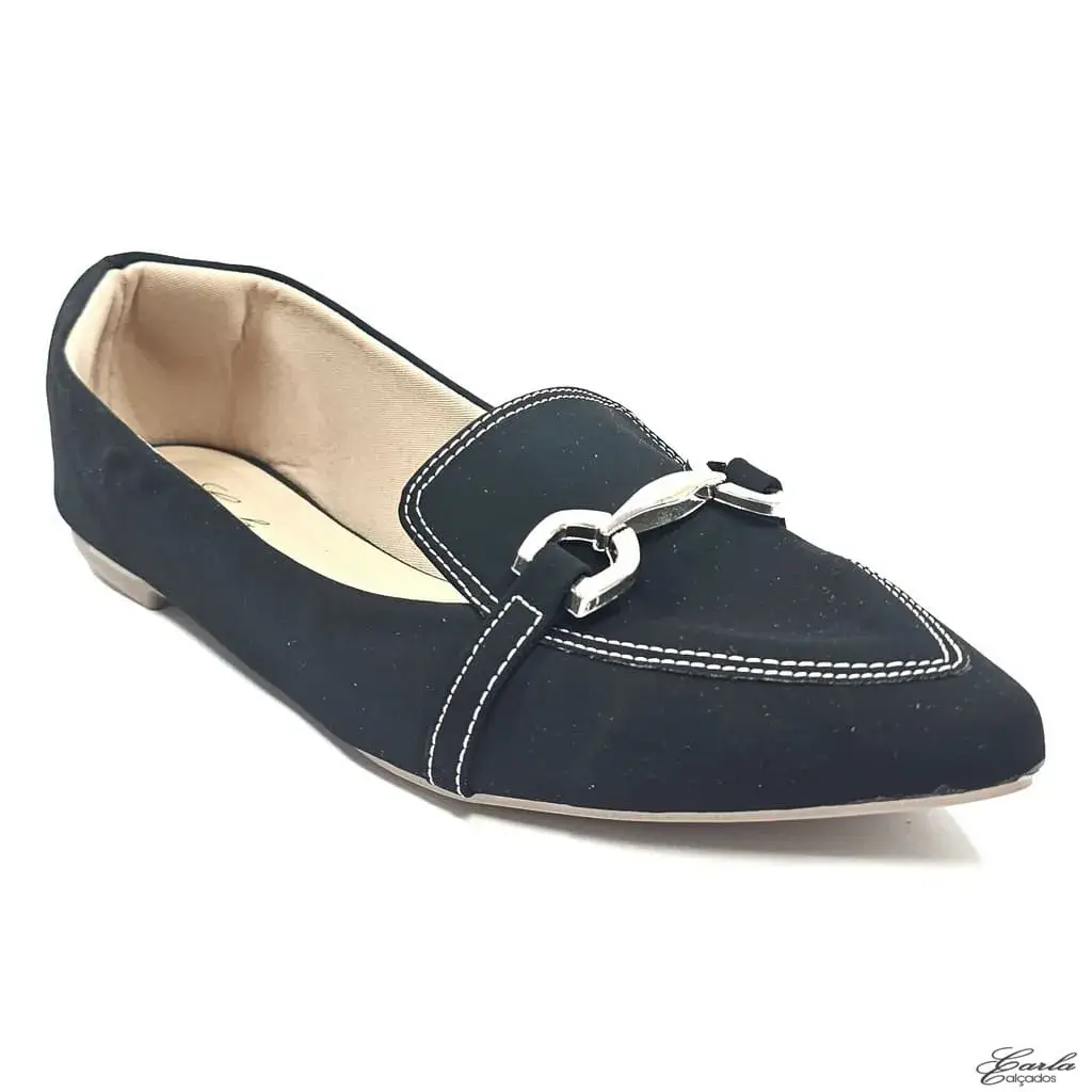 Sapatilha Mocassim Preta Pesponto Tamanho Especial Sapatilha Mocassim Preta Pesponto Tamanho Especial