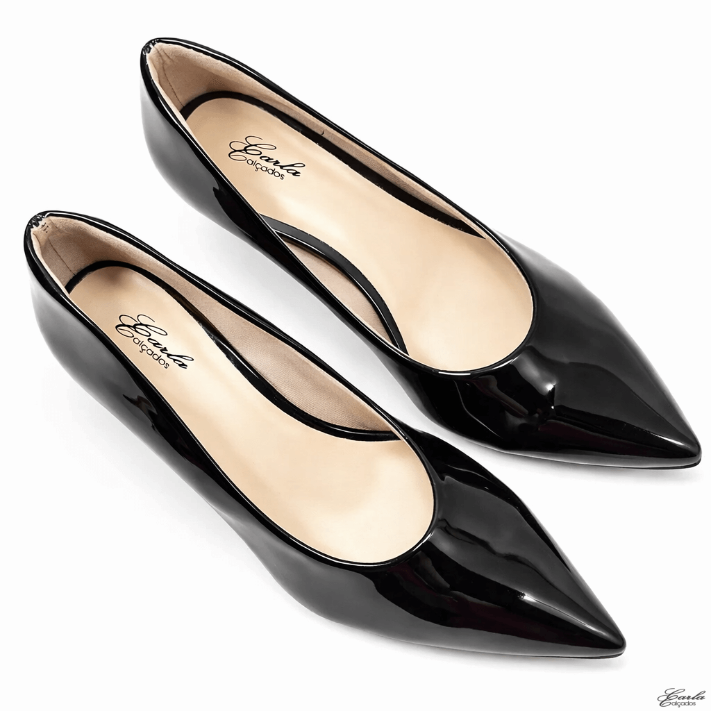 Scarpin Tamanho Especial 41 42 43 44 Salto 5cm Preto Verniz Scarpin Tamanho Especial 41 42 43 44 Salto 5cm Preto Verniz