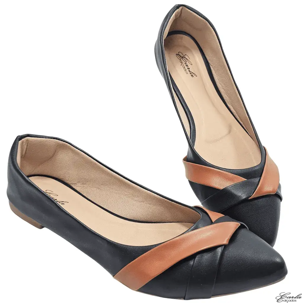 Sapatilha Preta Detalhe Caramelo Tamanho Especial