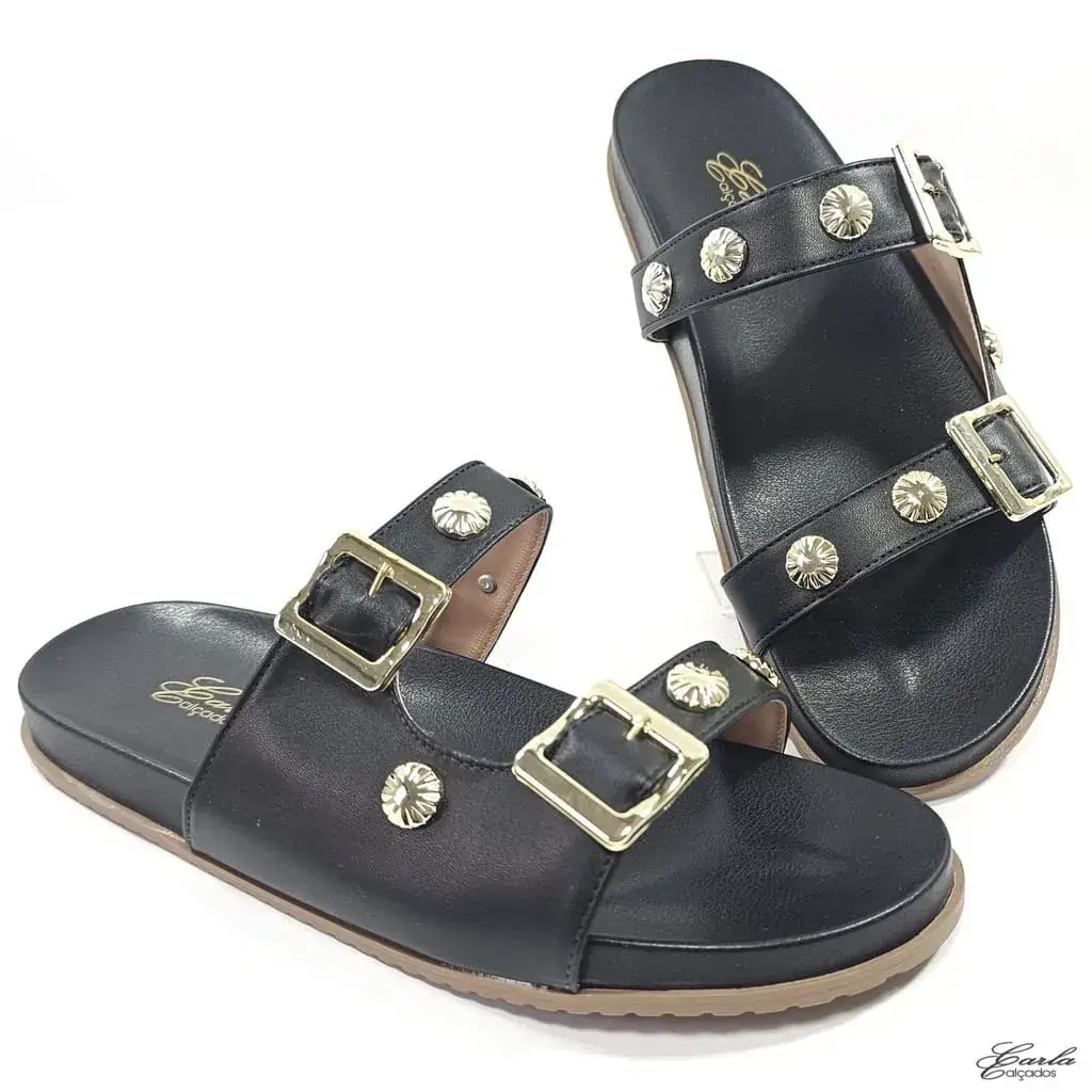 Papete Tamanho Especial Preta Spikes Fivela