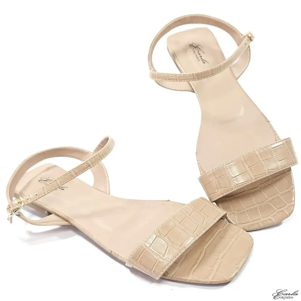 Rasteirinha Sandália Nude Croco Tamanho Especial