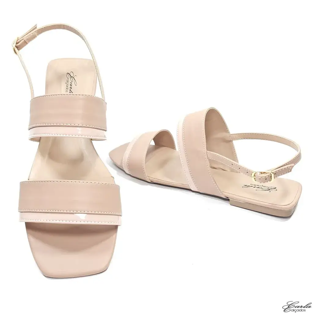 Rasteirinha Sandália Nude Tiras Largas Tamanho Especial Rasteirinha Sandália Nude Tiras Largas Tamanho Especial
