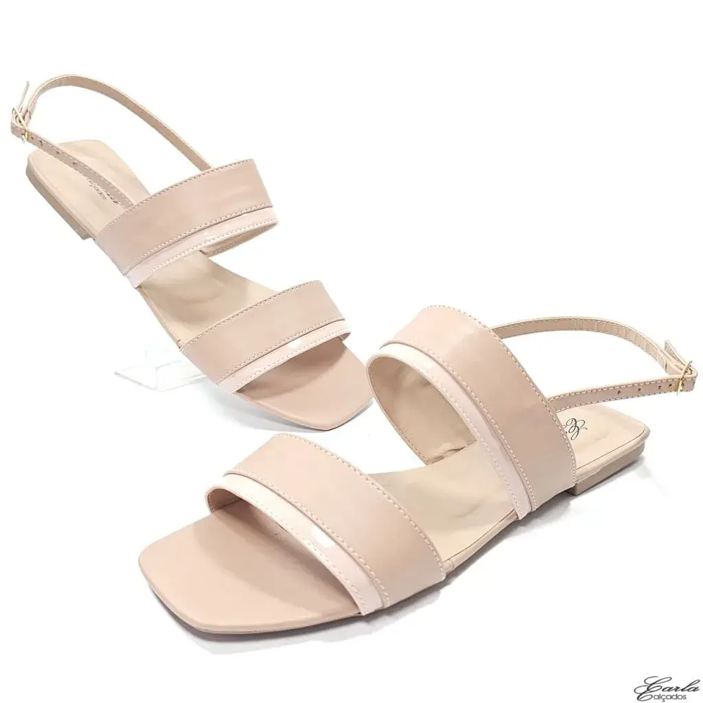 Rasteirinha Sandália Nude Tiras Largas Tamanho Especial Rasteirinha Sandália Nude Tiras Largas Tamanho Especial